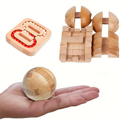 Wooden Puzzles Magic Ball Intelligence Toys Brain Games Spherical Puzzles