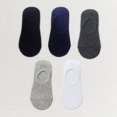 5 Pairs Women's No Show Socks Breathable & Non Slip Solid Boat Socks