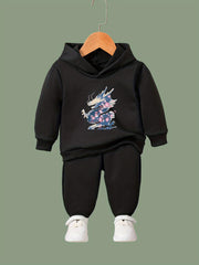 Flower Dragon Print 2pcs Girls Outfits For Sports Spring Fall Outdoor Gift Year