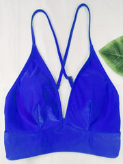Criss Cross Back Bikini Top Wide Band Trim Triangle Beach Top
