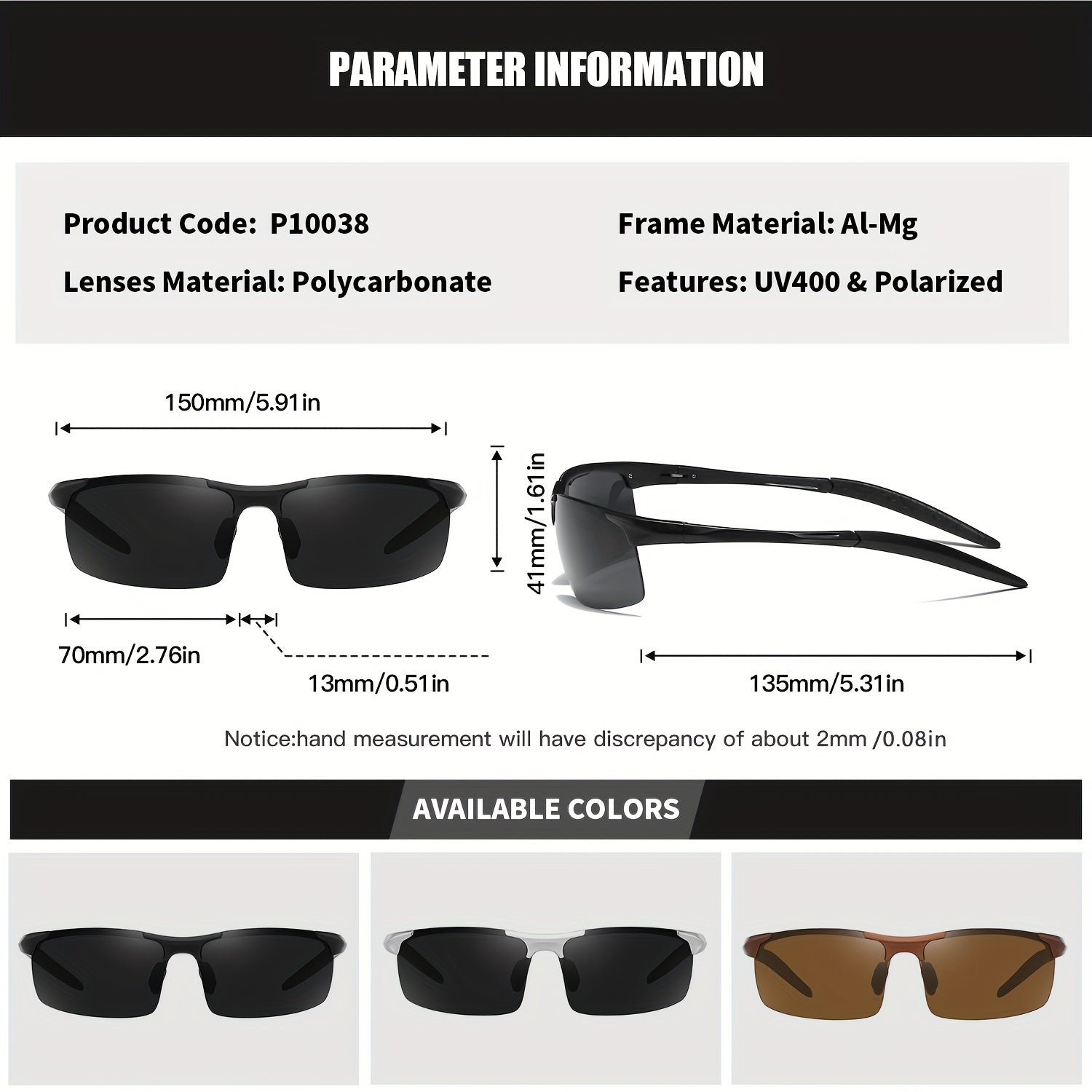RoyalHot Polarized Rectangle Alloy Sunglasses P10038