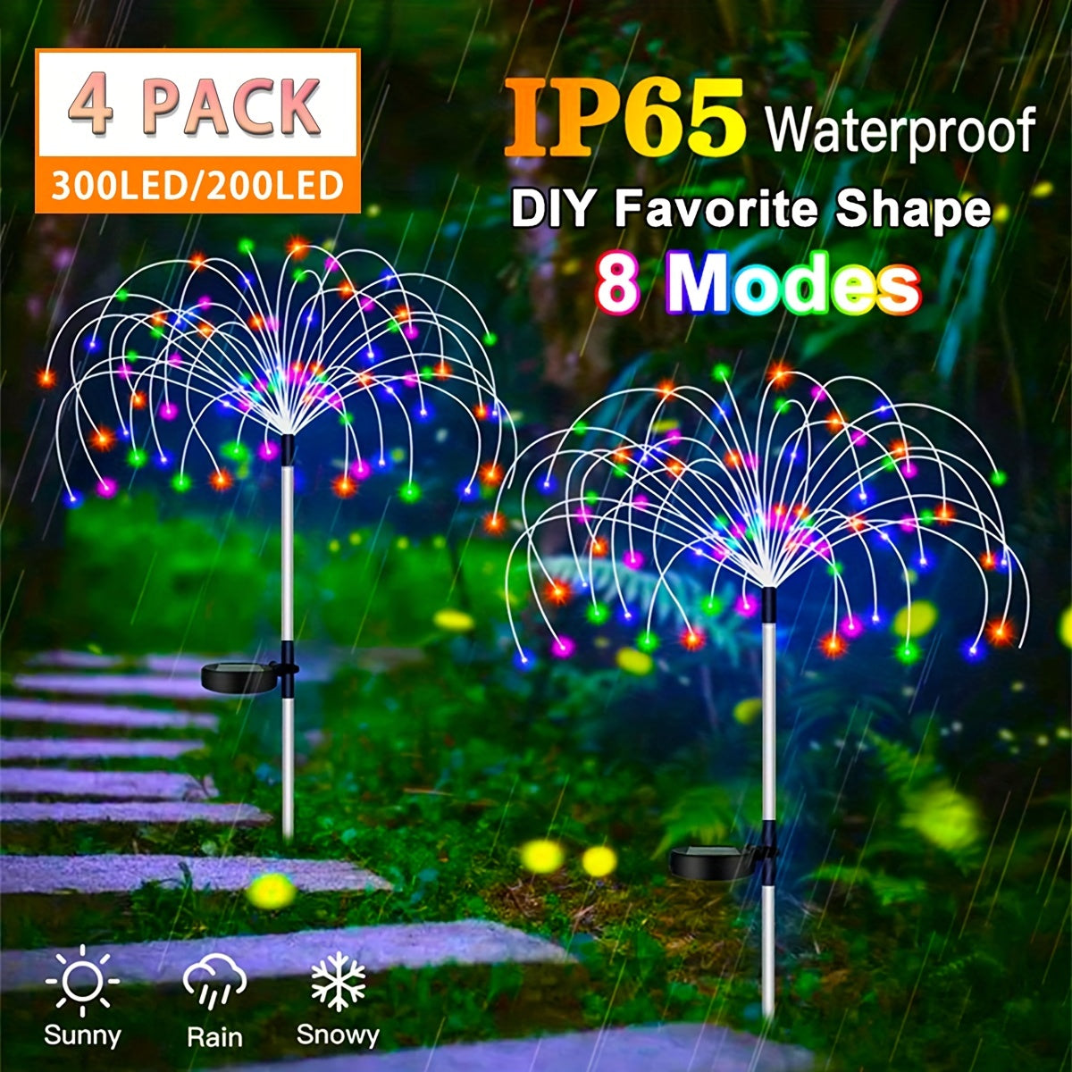 200LED Solar Firework Lights 8Modes Waterproof Solar Outdoor Garden Lights
