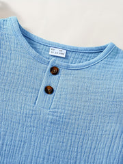 2pcs Infant Baby Button Short Sleeve Tees & Shorts