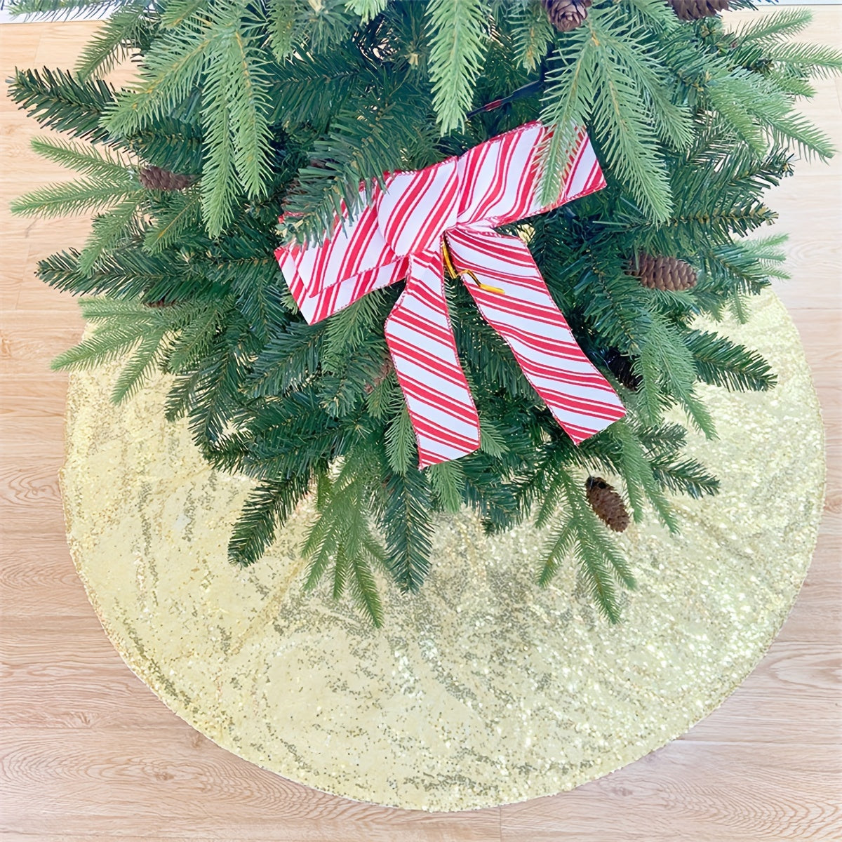 Golden Christmas Tree Skirt Home Party Decoration Supplies