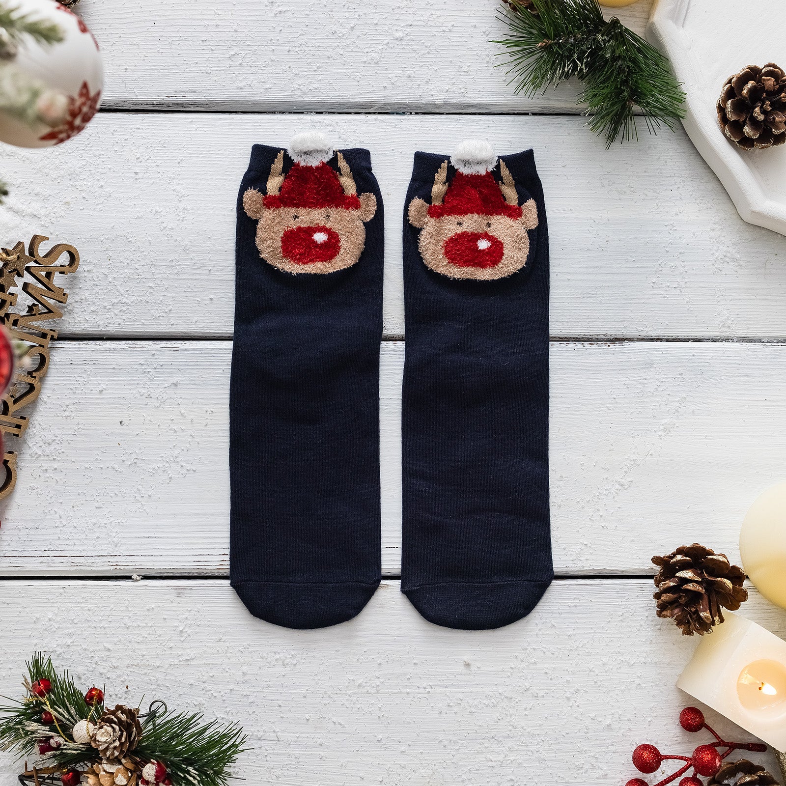 4 Pairs Women's Santa And Bear Funny Socks