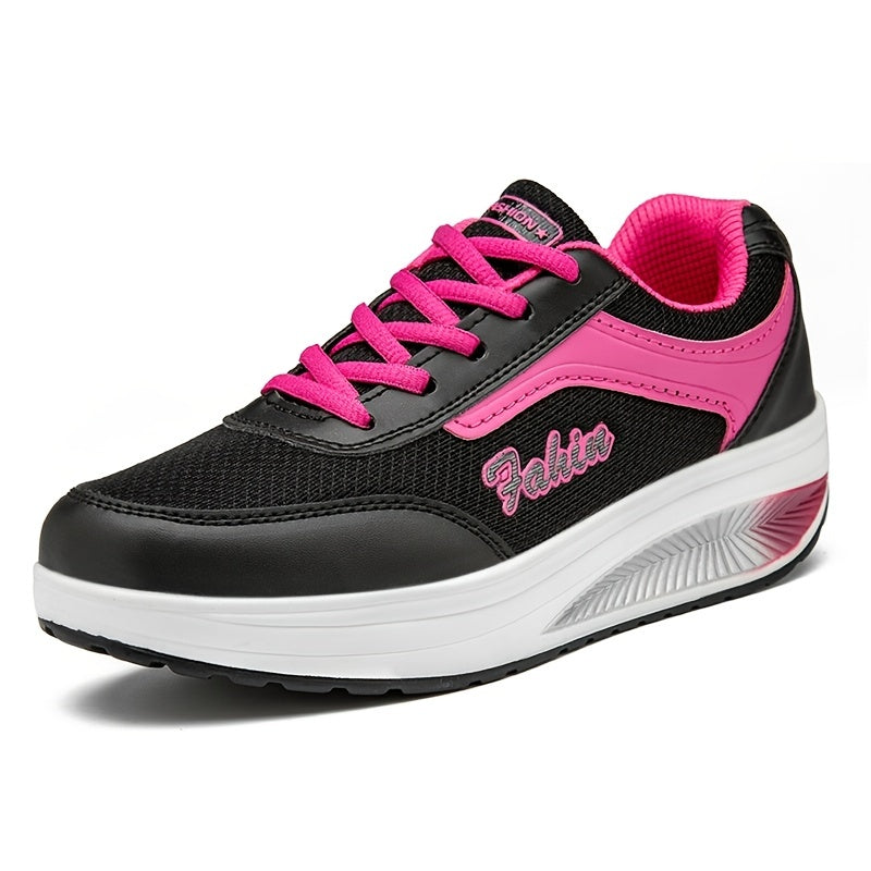 Women's Lightweight Platform Sneakers Lace Up Running Shoes