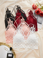 4pcs Lace Wireless Bras Hollow Out Bra Women's Lingerie