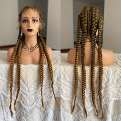 Synthetic Lace Front Wig Braided Wigs With Baby Hair 28 Cm Blonde Burgundy Brown