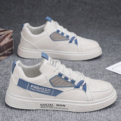 Men's PU Leather Skate Shoes Breathable Lace up Sneakers
