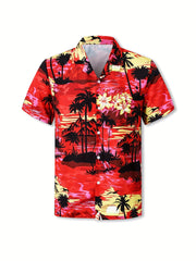 Hawaii Coconut Tree Graphic Print Boys Cotton Top Shirt