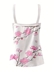 Floral Print Cami Top V Neck Summer Sleeveless