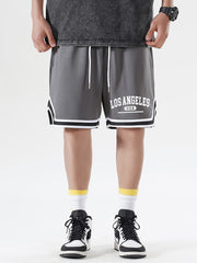 LA Striped Athletic Basketball Drawstring Shorts