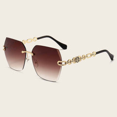 Flower Rimless Sunglasses Retro Chain Vintage UV400 Sun Shades