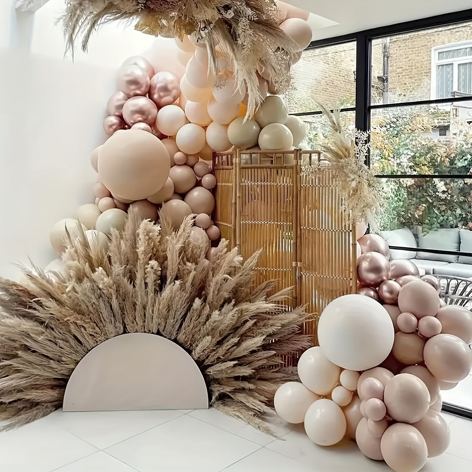 144pc Retro Apricot Balloon Set for Home Decoration