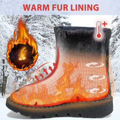 Faux Fur Lined Thermal Snow Boots Plush Furry Round Toe Flat Winter Shoes