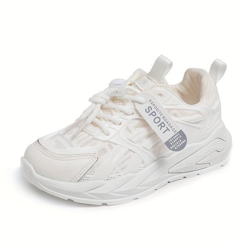 Boy's Knit Breathable Chunky Shoes Casual Lace Up Comfy Soft Sole Sneakers