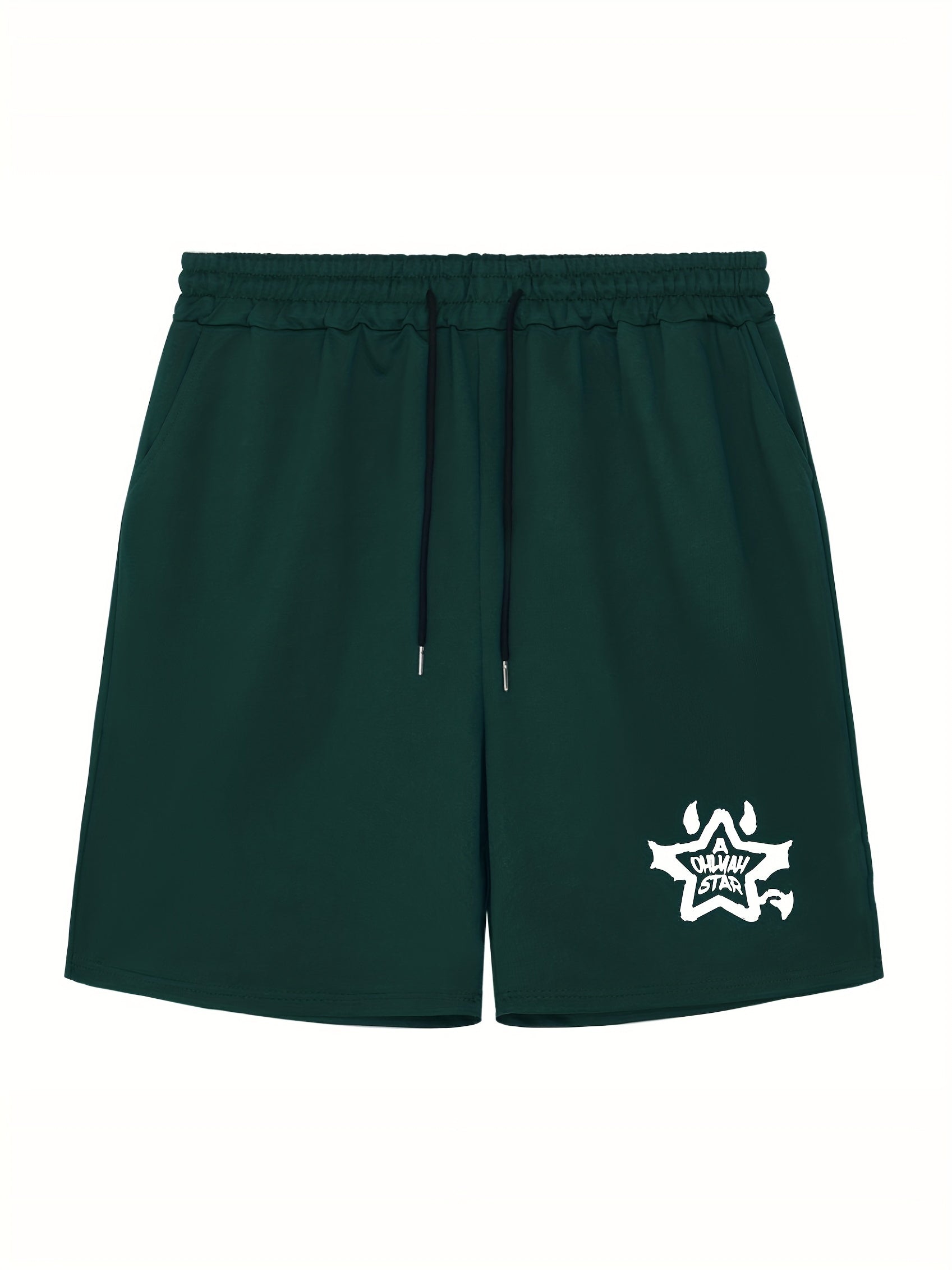 Star & Letter Print Men's Shorts Casual Breathable Drawstring Shorts