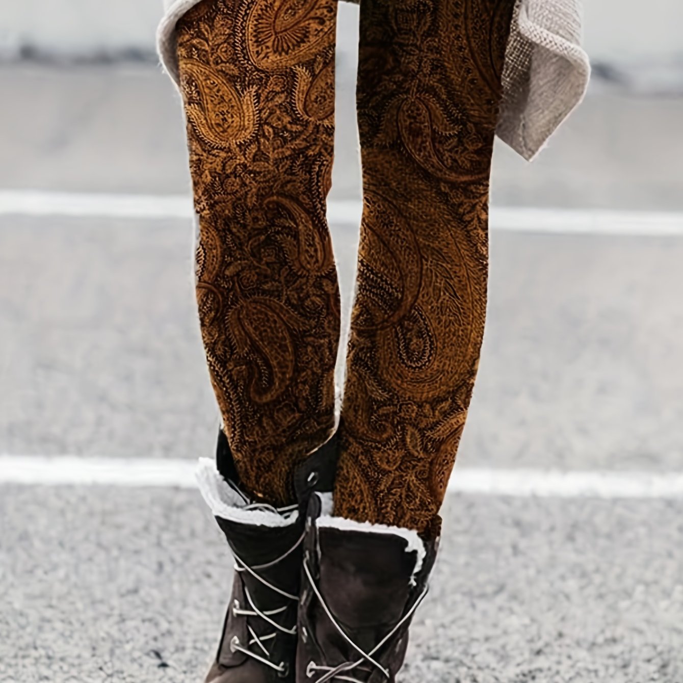 Paisley Print High Waist Leggings Casual Skinny Leggings Women's Clothing