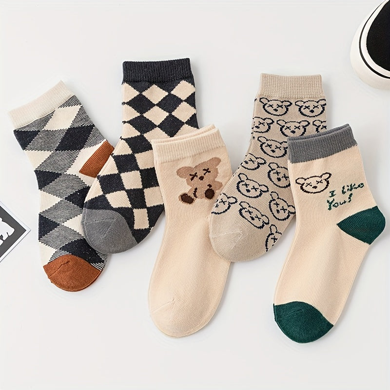 Kids Cartoon Teddy Bear Short Socks Breathable Comfy Anti-odor Children's Socks