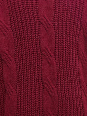 Solid Cable Lantern Sleeve Turtle Neck Sweater