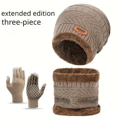 Winter Knitted Hat Scarf Gloves Set For Women Men