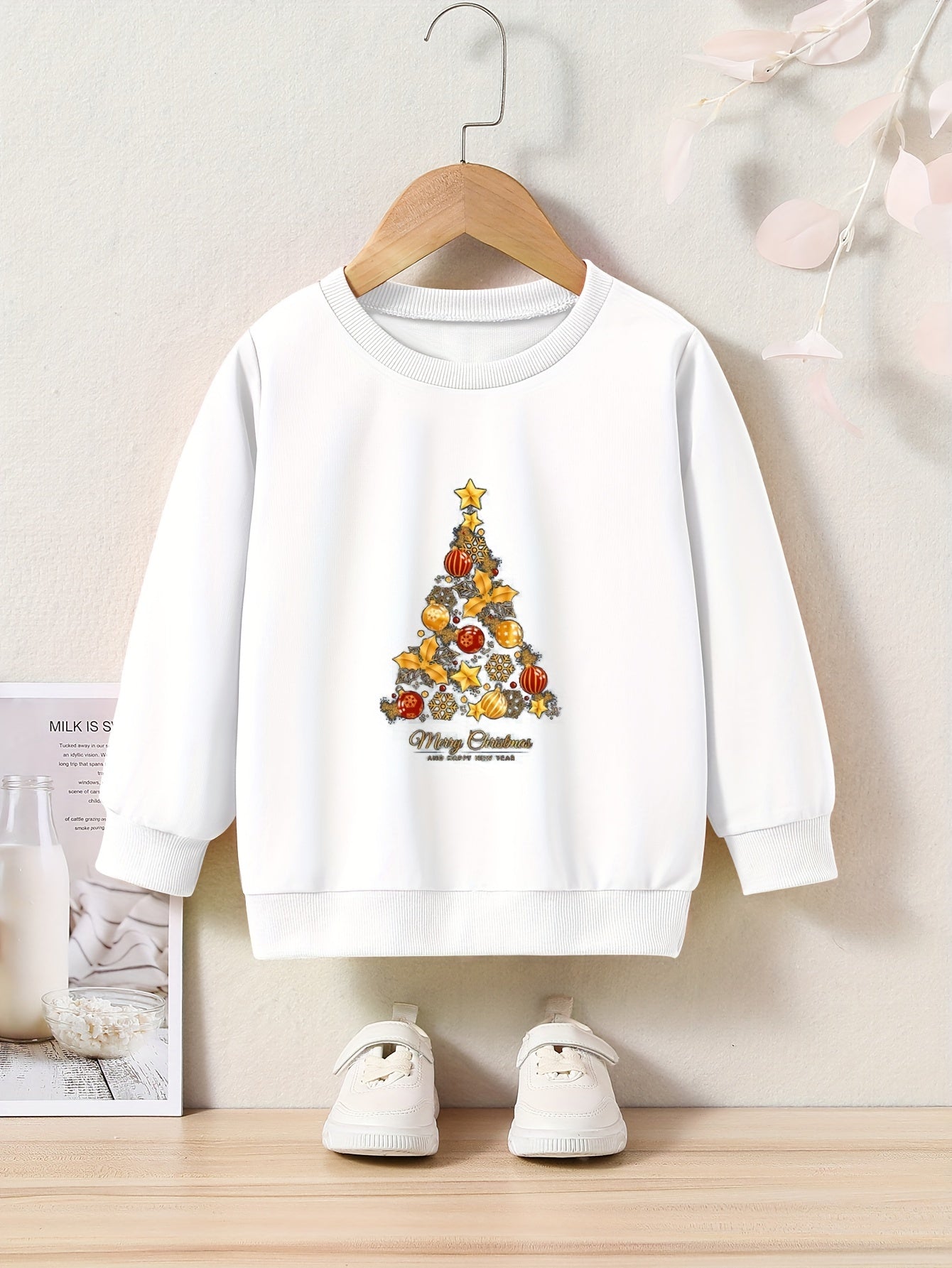 Toddler Kid Girls Cartoon Christmas Tree Sweatshirt