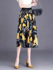 Graphic Print Pleated Skirt for Women
