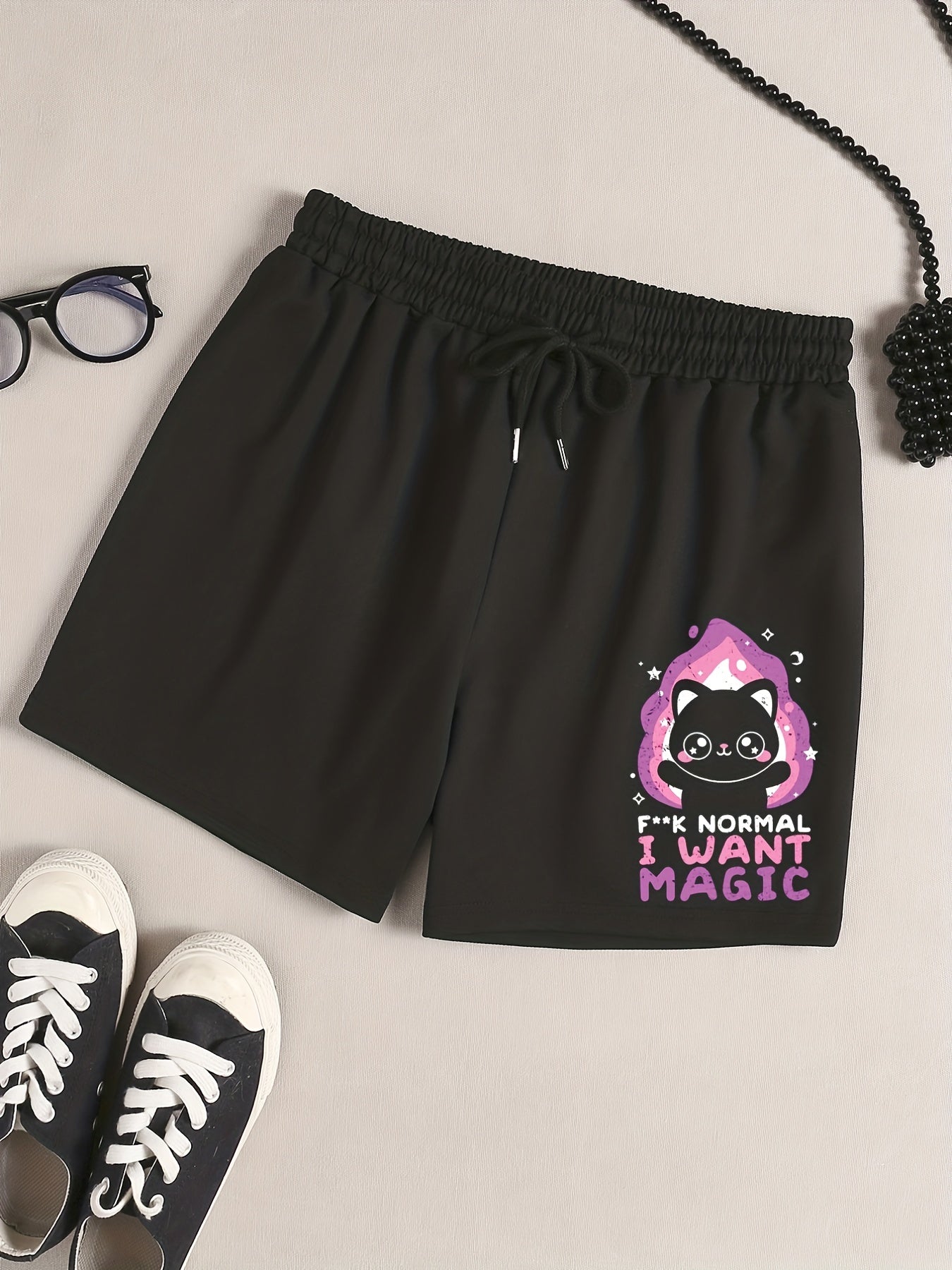 Cartoon Bear Print Lounge Shorts