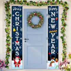Santa Snowman Banners for Front Door Porch Garden Xmas