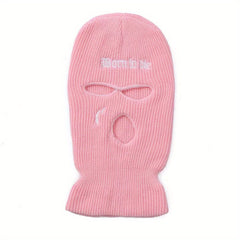 Embroidered 3 Hole Ski Mask Balaclava Hat Neck Warmer