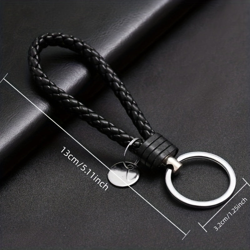 Bohemian Style Braided Leather Rope Keychain for Girls Couple Bag Car Pendant