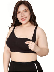 Sports Bra Women's Plus Solid Ribbed