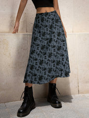 High Waist Floral Print Midi Skirt Y2K Summer Women's Clothing
