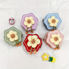 Girls Little Flower Crossbody Bag Mini Diagonal Shoulder Bag Coin Purse