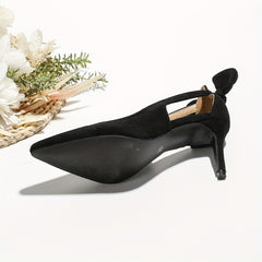 Bowknot High Heels Cut Out Slip On Thin Heels Pumps