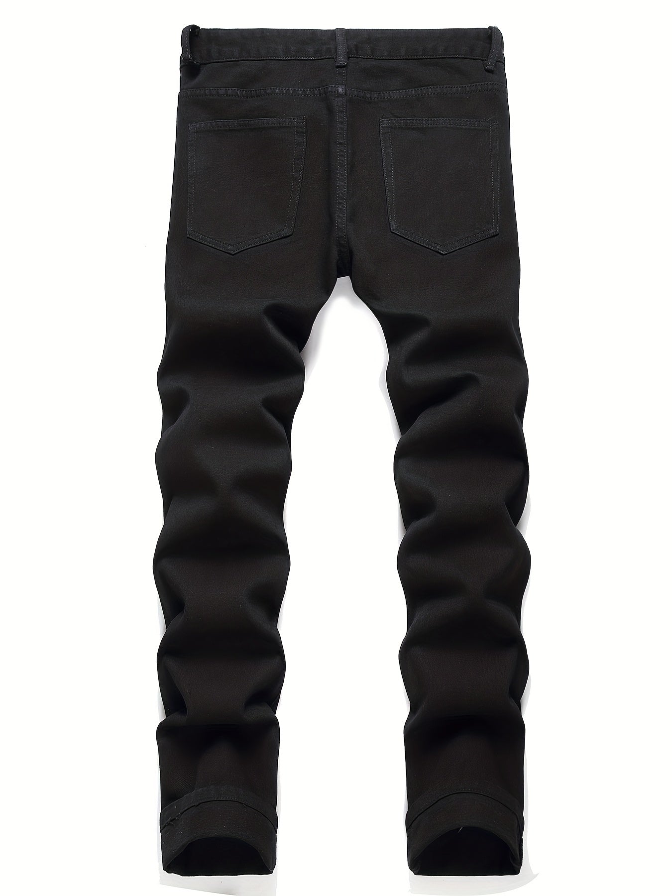 Men's Wing Embroidery Jeans Distressed Denim Pants