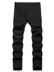 Men's Wing Embroidery Jeans Distressed Denim Pants