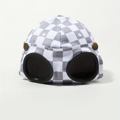 Plaid Baseball Cap with Flip Glasses - Adjustable Lightweight Sun Hat