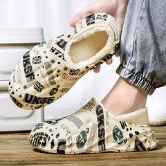 Men's Plush Lined Slip On Walking Boots Non-Slip Casual Shoes