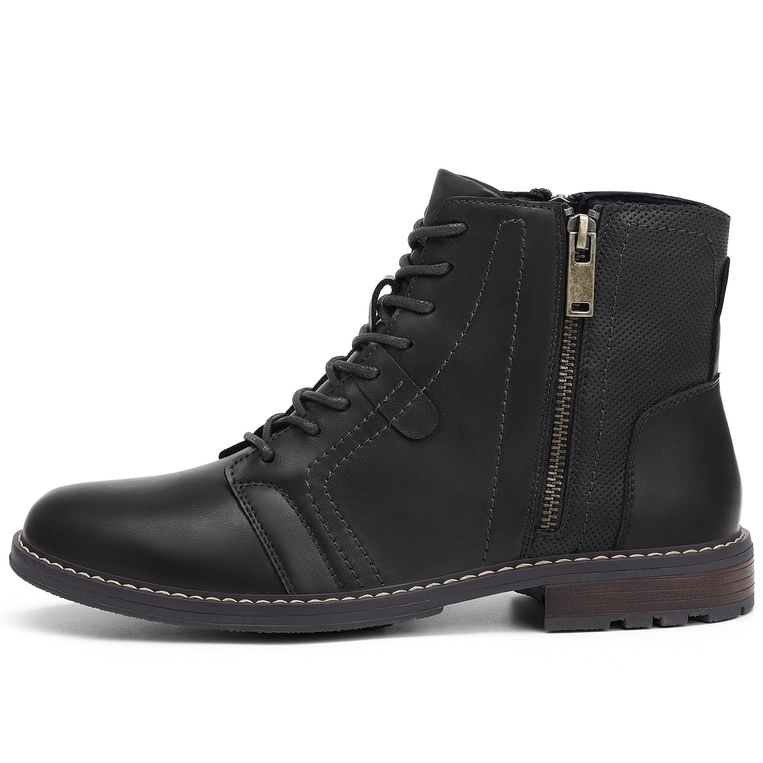 Men's Casual Ankle Motorcycle Boots Side Zip Work Shoes