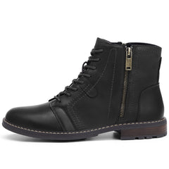 Men's Casual Ankle Motorcycle Boots Side Zip Work Shoes
