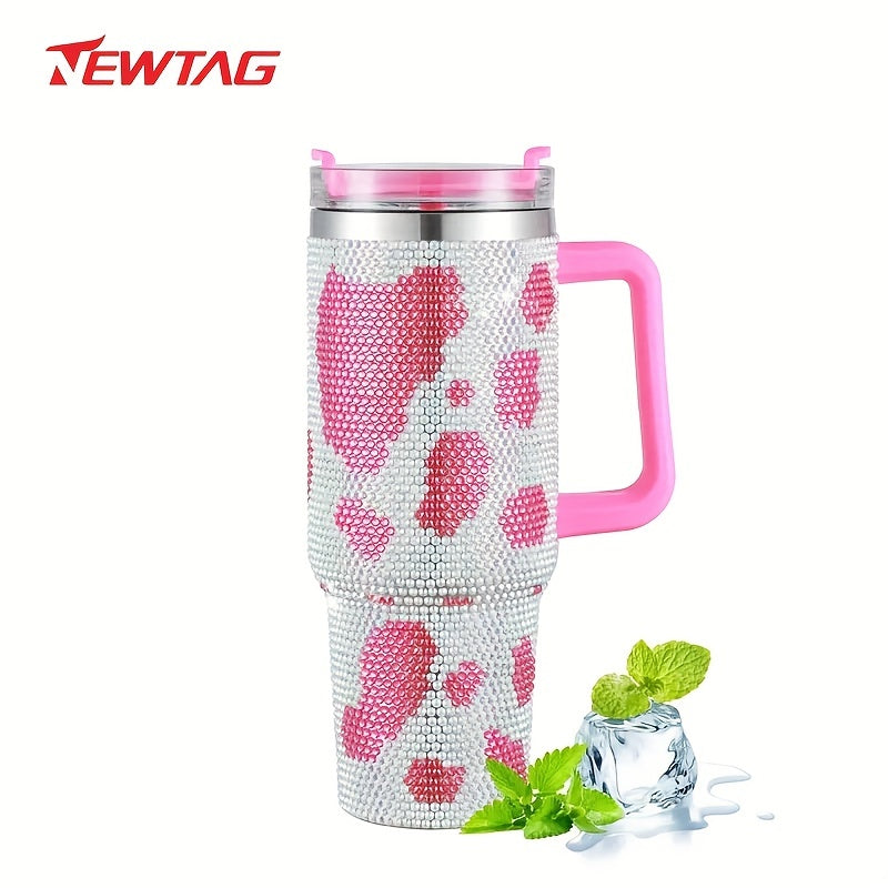 40oz Gradient Rhinestone Insulated Water Cup Stainless Steel Tumbler