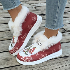 Merry Christmas Plush Lined Snow Boots
