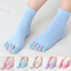 6 Pairs Women's Toe Socks Cotton Crew Sock Five Finger Socks