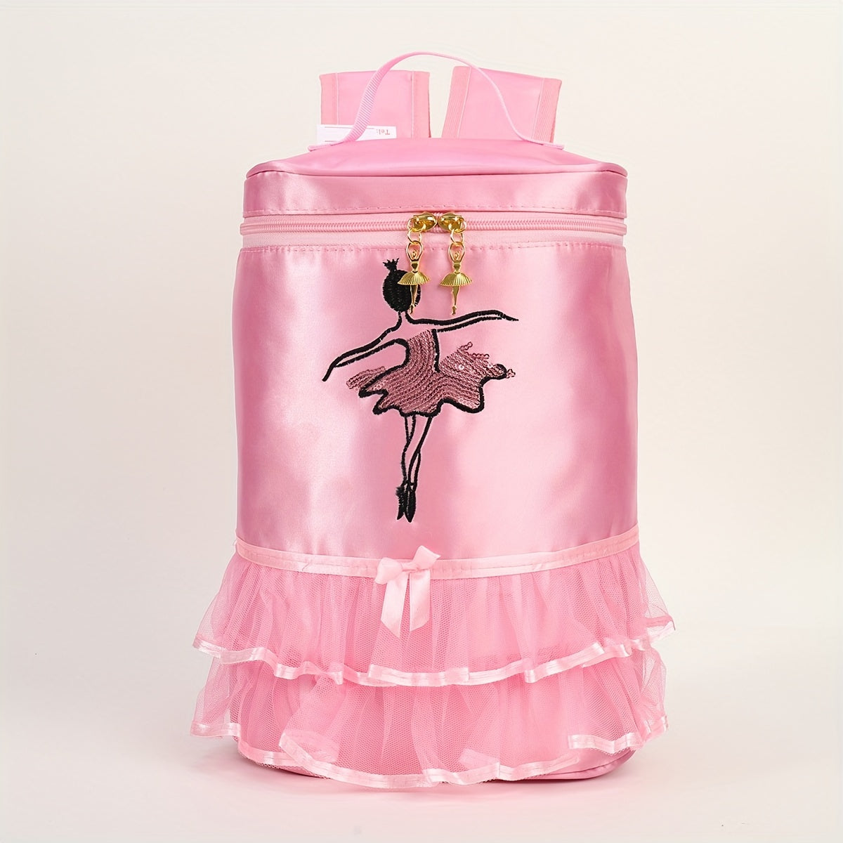 Ballet Girl Decor School Bag Zipper Bucket Bag for Girls