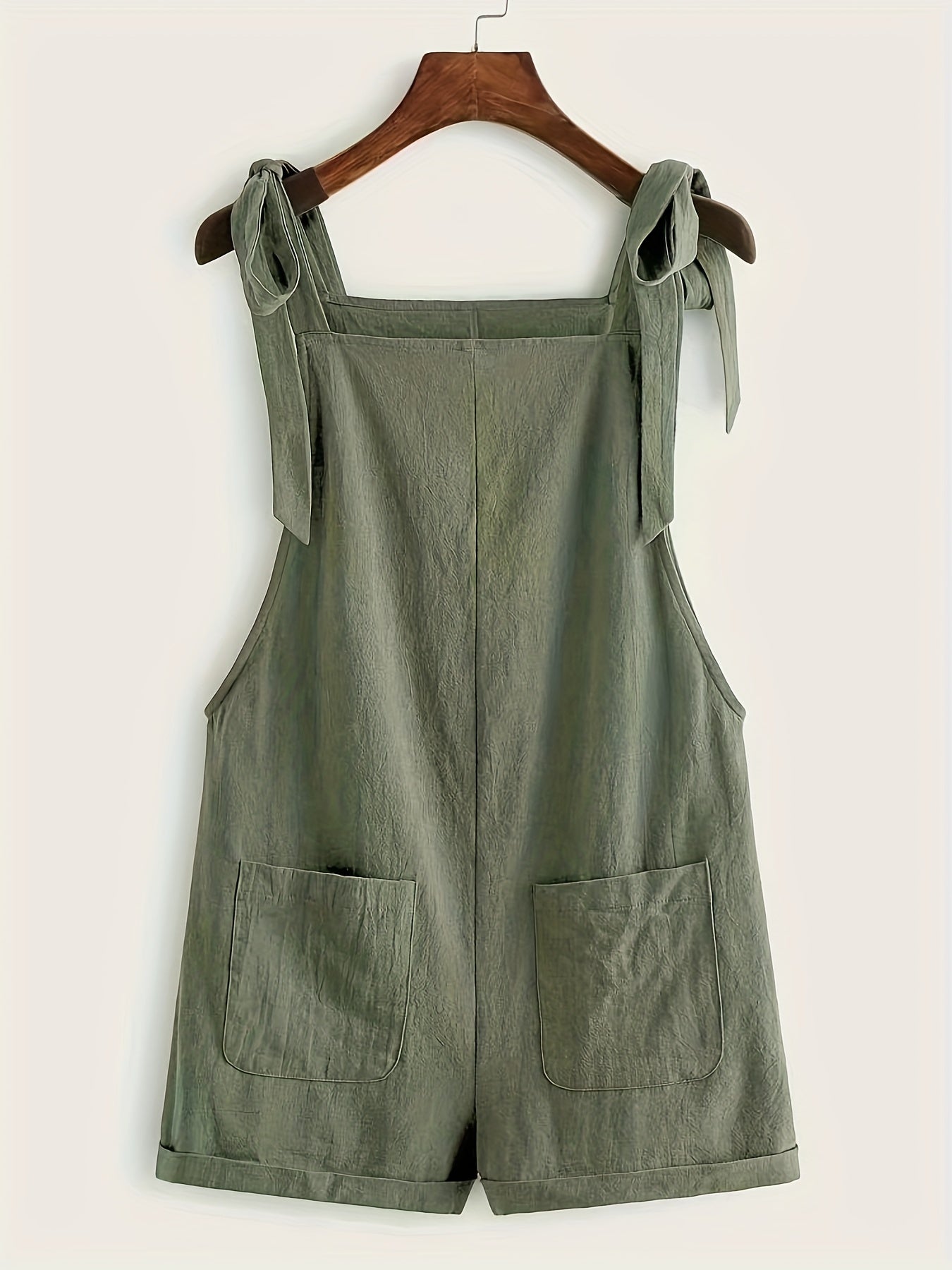 Solid Knot Strap Jumpsuit with Pockets