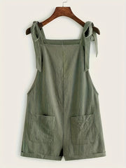 Solid Knot Strap Jumpsuit with Pockets