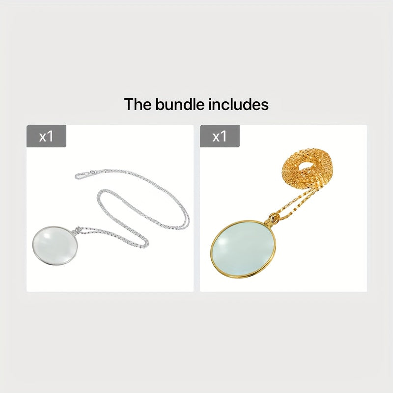 5x Magnifying Glass Necklace Pendant, 1.7in Lens, Ideal Gift