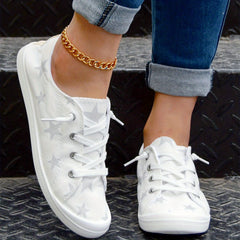 Star Pattern Skate Shoes Lace Up Lightweight Running Shoes Women's