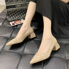 Patent Leather High Heels Pointed Toe Office Shoes
